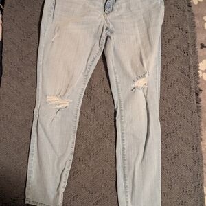 Women's Light Blue Distressed Skinny Jeans